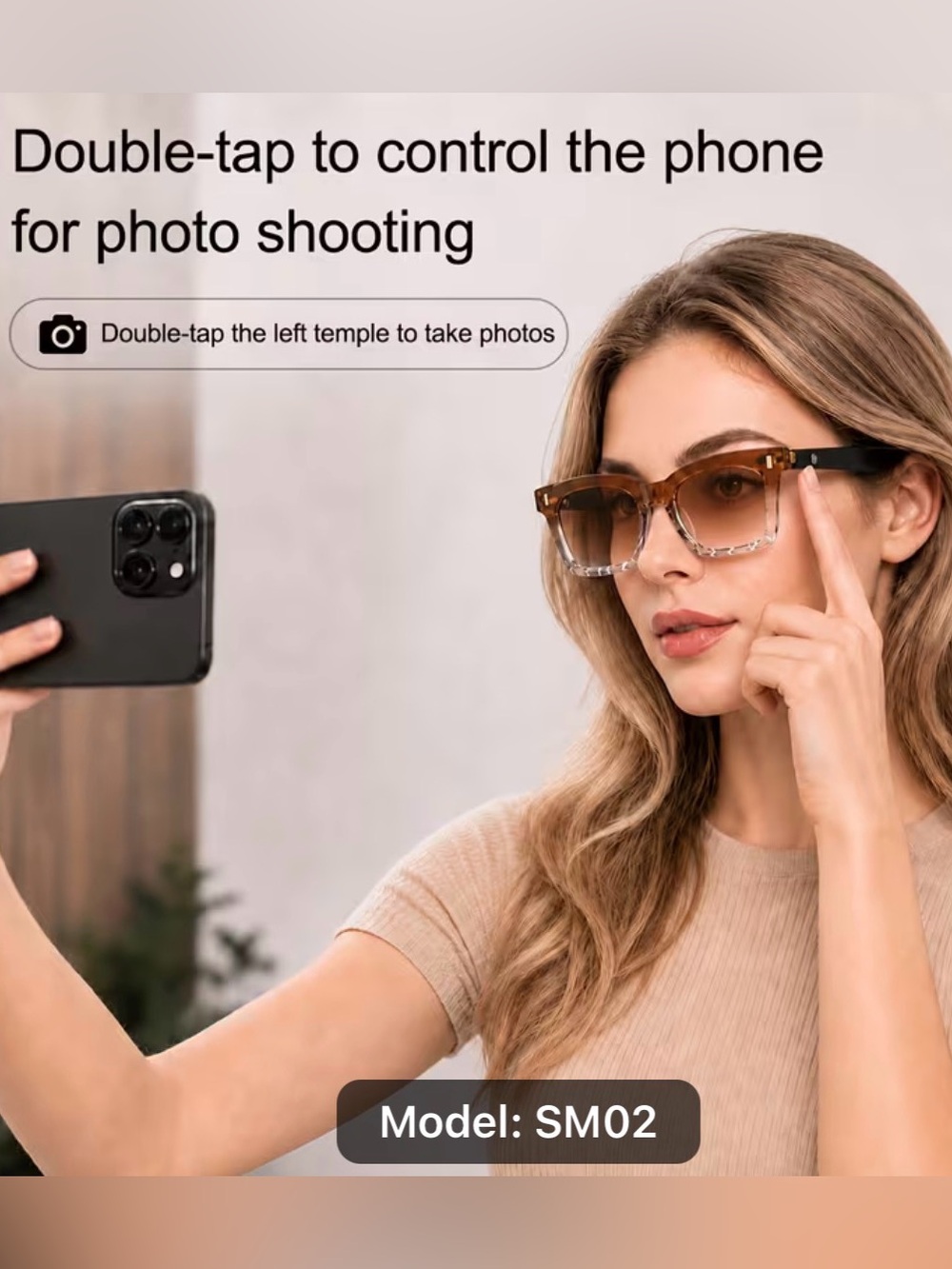 Smart Glasses with Touch Control - Brown/Black - SM02